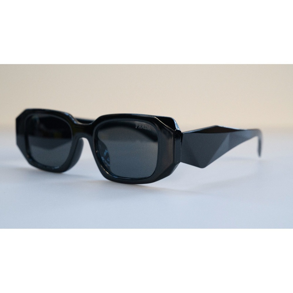 Prada 8251 Sunglasses Black Rectangular Full Rim Plastic Frames 52-18-141 - Picture 3 of 12